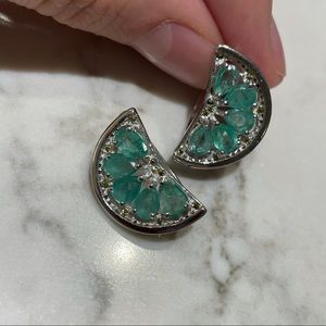 Emerald and Peridot Silver 925 Lime Slice Earrings